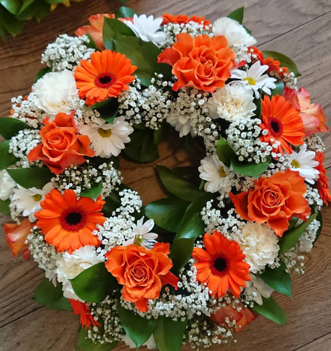 Orange and white wreath